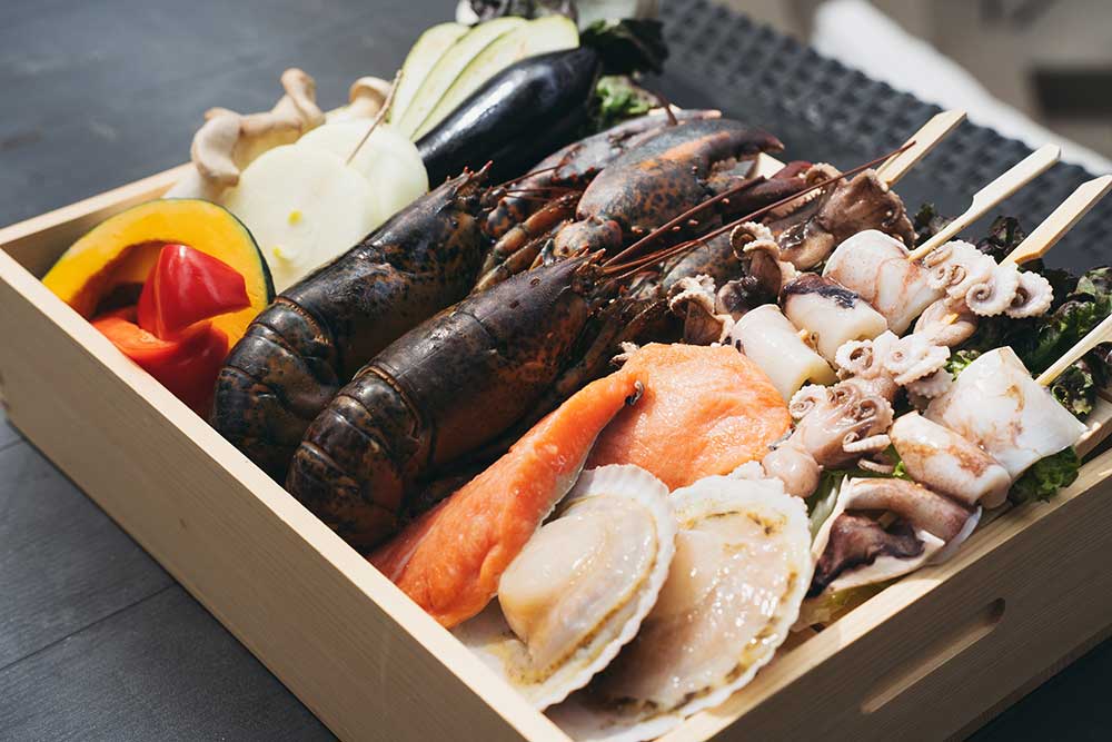 【市場直送】旬の海鮮BBQコース（写真は2人前）